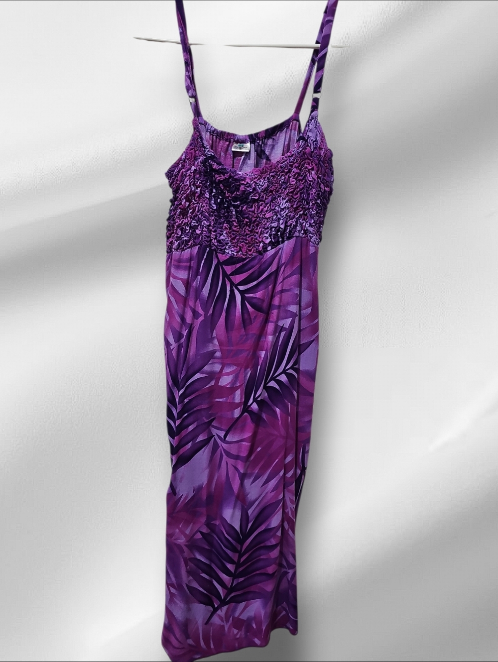 Purple Smocked Bodice Midi Dress